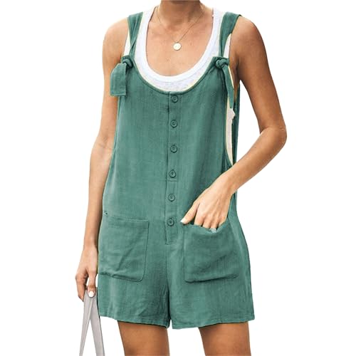Jumpsuit for Women Women's Casual Summer Cotton Linen Rompers Overalls Jumpsuit Shorts