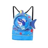Animal Fofo Mochila de Praia Mochila de Natação Ao Ar Livre Crianças Saco de Natação Meninas Mochila de Praia Mochila Molhado e Seco Natação Multicolor (L tubarão)