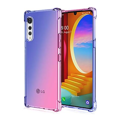 Coqibel Case for LG Velvet/LG Velvet 5G Colorful Clear Soft TPU Phone Case, LG Velvet 6.8Inch Slim Fit Protective Cover [Airbag Reinforced Corners](Blue Pink) Cover