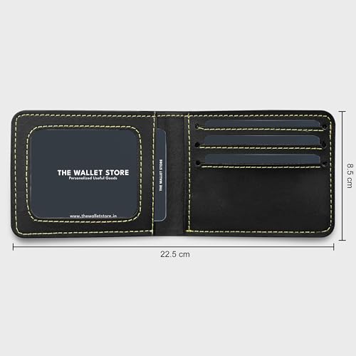 Image of The Wallet Store Personalised Leather Wallet for Men | Customised with Name and Charms | Best Gift for Husband, Boyfriend, Brother | for Anniversary, Birthday, Etc (Black)