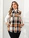 ZOMVA Plus Size 1X-5X Women's Flannel Plaid Long Vest Button Down Sleeveless Jacket Shacket Coat Casual Fall Fashion Outfits, Brown, 3X