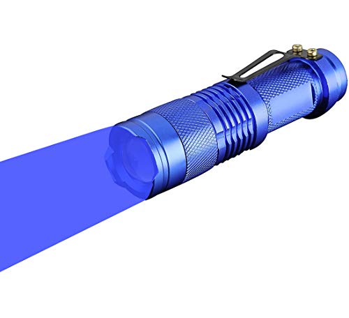 WAYLLSHINE Scalable Blue LED 3 Mode Long Range Blue Beam Blue Light Flashlight, Blue Flashlight Blue LED Flashlight Torch with Blue Light for Night Fishling, Detecting-Blue House
