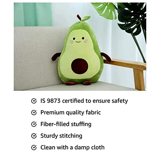 Image of Fun4you Avocado Soft Pillow Toy | Cute Plush Cushion Toy for Kids & Adults | Cuddly Fruit Shaped Soft Toy | Washable Hugging Pillow for Bedroom Sofa Decor & Birthday Gift