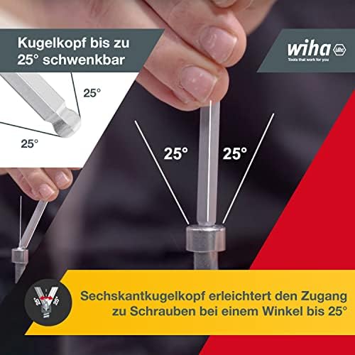 Wiha Zestaw kluczy trzpieniowych z uchwytem ProStar (07185) 10-częściowy I zestaw z łbem kulowym I klucz imbusowy 1,5/2 / 2,5/3 / 4/5 / 6/8 / 10