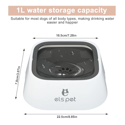 Wassernapf für Hunde und Katzen, 1L, Anti-Schwapp & Anti-Schlabber Design, Auslaufsicher, Reise Trinknapf für Unterwegs, Weiß mit Doppelte Schwimmende Platte, Kein Verschütten, Hygienisch & Praktisch