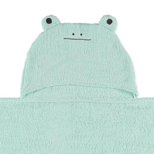 Image of 100% Cotton Hooded Towel - Frog Design with Snap Closure | Baby Bath Towel | 24 inch x 47 inch (60x120cm)