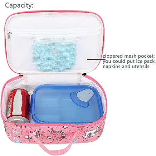 Flowfly Kids Lunch Box Insulated Soft Bag Mini Cooler Back To School Thermal Meal Tote Kit For Girls, Boys, Unicorn #TOP4