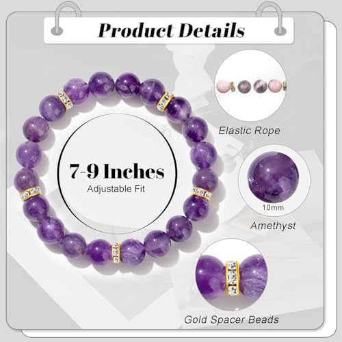 DUQGUHO Healing Bracelets for Women Anxiety Crystal Bracelet 10mm Stretch Stone Jewelry Crystal Gifts for Women4