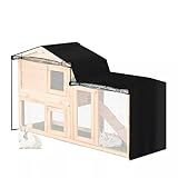 J&C Heavy Duty 420D Double Decker Rabbit Hutch Cover Windproof Waterproof Black Covers for Winter Rectangular Outdoor Bunny Cage Cover for Guinea Pig Cage (No Hutch