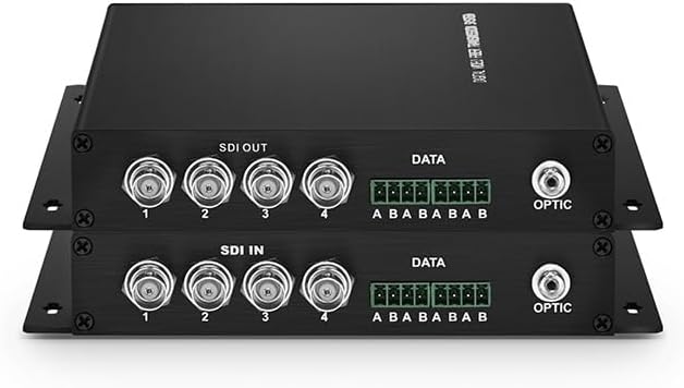 4 Channel Unidirectional HD-SDI Over Optical Fiber Transmitter and Receiver Set, 75Ω BNC RS485 Single-Mode Simplex 4CH HD-SDI FC/ST/SC UPC 20KM