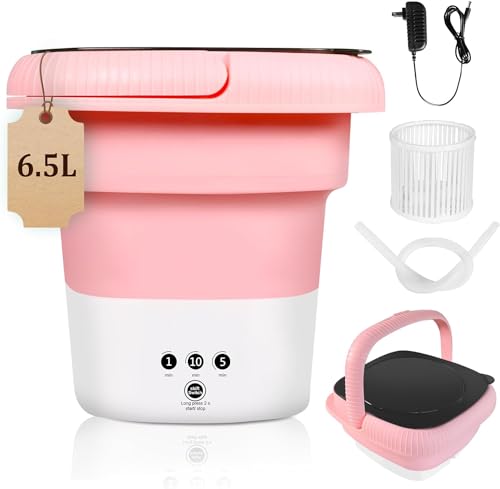 Portable Washing Machine,6.5L Folding Washing Machine,Mini Washer,Small Cloth Washer with 3 Modes Timing Cleaning,Widely Use for Socks,Underwear,Towels or Small Clothes-Green