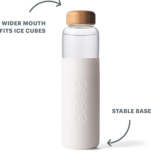 Miniatura 8 de Soma Botella de agua de vidrio con funda de silicona, sin BPA, blanca, 17 onzas