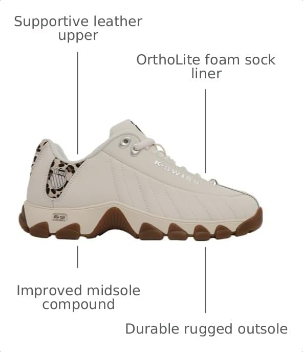Image of K-Swiss Women's ST329 CMF Sneaker, Wide Tennis Walking Leather Shoes