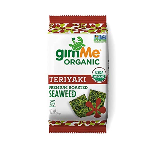 Gimme Snacks - Organic Roasted Seaweed - Teriyaki - (.35Oz) - (Pack Of 12) - Non Gmo, Gluten Free, 20 Count | Keto, Vegan, Gluten Free |Great Source Of Iodine And Omega 3’S #TOP2