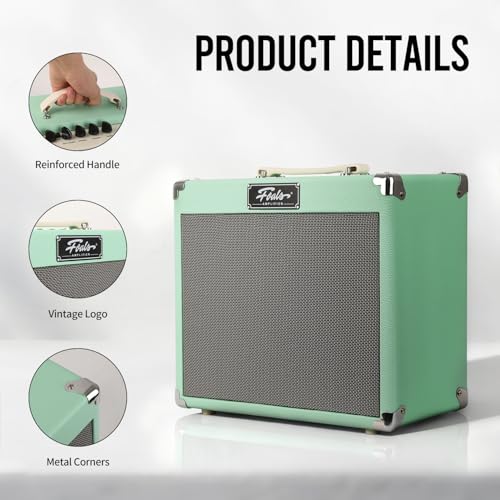 Image of FOALS Electric Guitar Amp 20W (30W Peak), Dual-Channel Clean /Drive Combo Amplifier with Bluetooth, 8-Inch Speaker, 3 Band EQ, Headphone Output & AUX Input for Home Practice(Green)