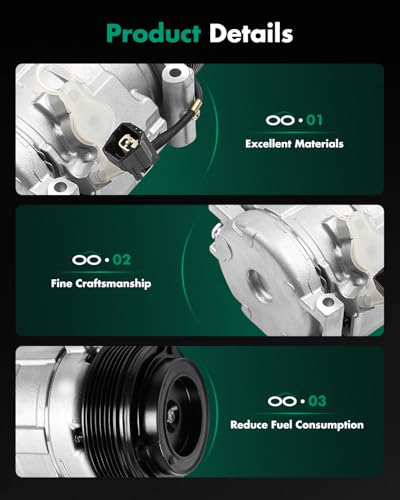 Image of SCITOO AC Compressor for Chevy for Traverse 3.6L 2009-2012 | Fast Cooling, Ultra Low Noise (≤72 dB) Air Conditioner Compressor for Summer, with Clutch, 2021784AM 2021784R 1421625