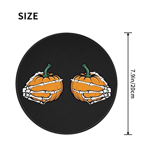 Skeleton Hold Pumpkin Round Mouse Pad Laptop Gaming Mouse Mat Waterproof For For Computer, Laptop,Office Work, Home #TOP1