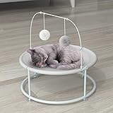 MUMUONE Elevated Detachable Cat Bed Indoor,Breathable Washable Cat Hammock for Cats,Free-Standing Stable Pet Bed for Puppies and Kittens,Gray