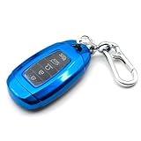 INFIPAR Fit for Hyundai Venue Elantra Accent Azera Palisade Elantra GT Kona Electric Santa Fe Veloster N TPU Key Fob Remote Cover Case Shell Holder Protector Sleeve Accessories, Blue
