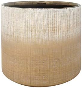 Amazon Brand Rivet Rustic Stoneware Crosshatch Indoor Outdoor Flower Plant Pot, 8.7"H, Silver