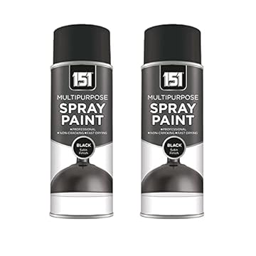 Unknown1 151 Multipurpose Black Satin Spray Paint - 400ml (Pack of 2) - Spray Paint for Metal, Plastic, Wood, Paper & Brick - Interior & Exterior Use
