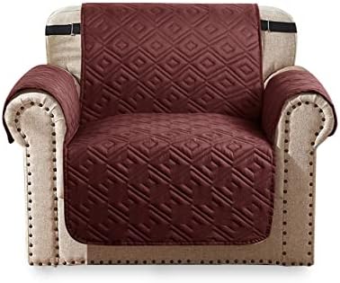 Oxford Homeware Sofa Covers 2 Seater Embossed Water Proof Sofa Slipcovers with Adjustable Elastic Straps Quilted Reversible Sofa Cover for Pets & Kids (Light Grey - Dark Grey, 227cm x 179cm)