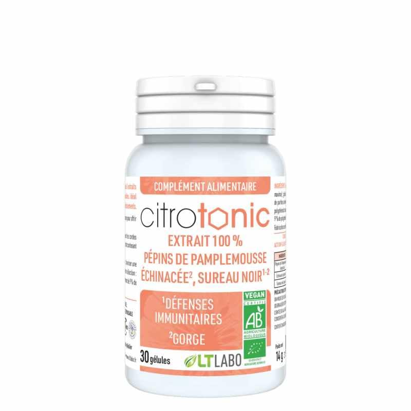 Citrotonic Bio - Pépins de Pamplemousse, Echinacée, Sureau Noir - 30 gélules - LT Labo