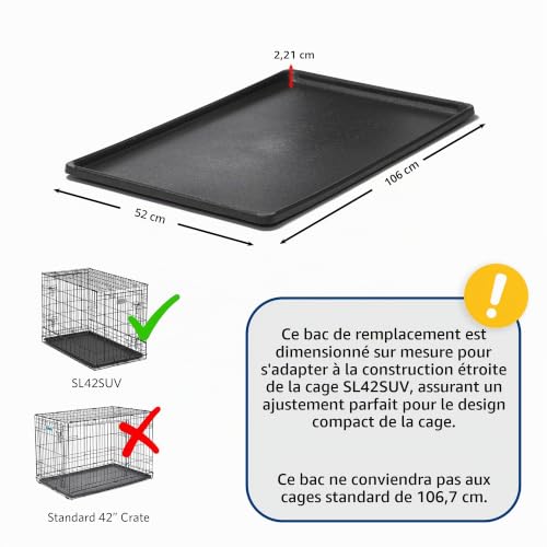 MidWest Homes for Pets 24PAN Plateau de remplacement pour caisse de chien pour SUV MidWest de 106,68 cm de long ; convient pour MidWest SL42SUV uniquement, noir – vue 3