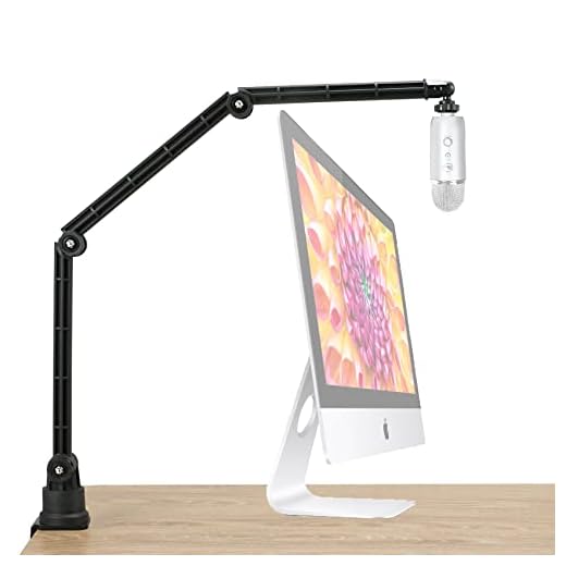 Mikrofonstativ, overhead mic armmonteringshållare kompatibel med Blue Yeti Pro Nano Snowball/Shure MV7 SM7B/HyperX SoloCast QuadCast/Razer Seiren X/Elgato Wave 3/RØDE mikrofoner