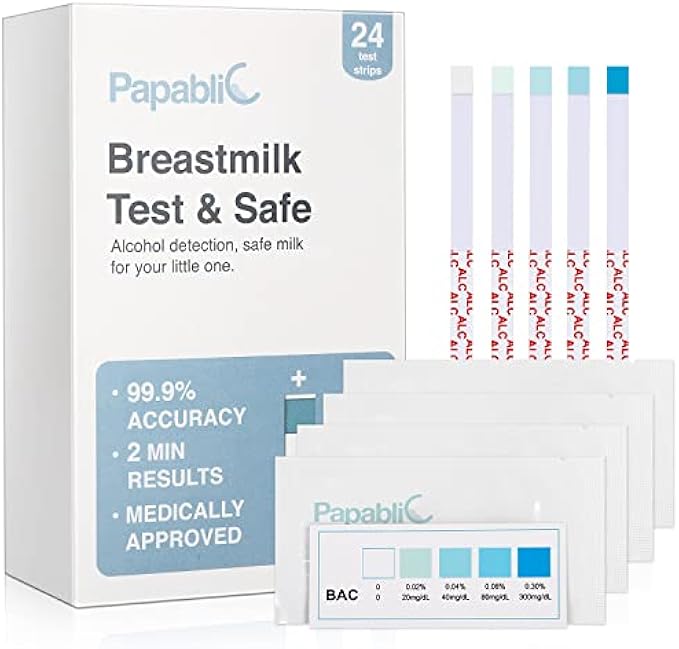 24-Count of Papablic Breastmilk Alcohol Test Strips, 2-min Quick & Accurate Detection for Alcohol in Breastmilk, Test Strips for Breastfeeding Moms at Home