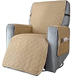 Waterproof Reversible Recliner Slipcovers Sand Color Recliner Chair Cover Width Up to 25 Inch With S