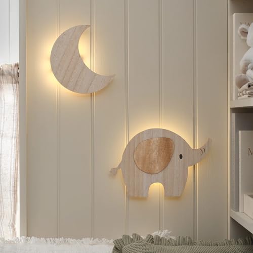 Lights4fun Mond Wandlampe | warmweiße LEDs | Batteriebetrieben | für Kinderzimmer Schlafzimmer Wandlampe Wandleuchte | Deko Wanddeko Nachtlampe Nachtlicht | 20 x 3 x 20 cm