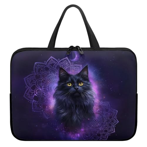 Housse pour ordinateur portable 10-17 pouces motif chat bohème pour homme et femme