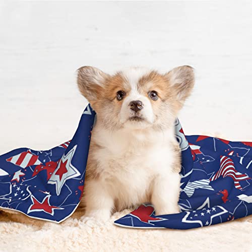 Plush Pet Blanket Patriotic American Stars 3D Paw Print Design Soft Fluffy Blankets Throw For Dog Puppy Cat Kitten Pets Gifts Medium #TOP7