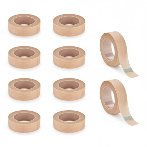 10 Rolls Micropore Tape for Sensitive Skin, Breathable Surgical Paper Adhesive, Flexible Non Woven Strip for Rhinoplasty, Nasal Support, Face Care, Dressing Fixation, First Aid