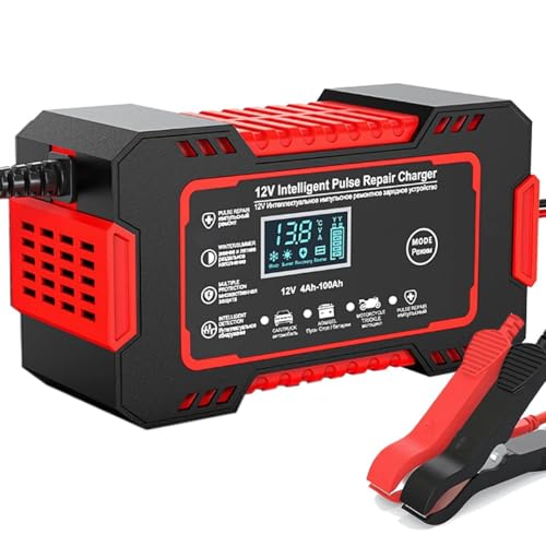 Umaiza 6-Amp 12V Fully-Automatic Smart Car Battery Charger, Trickle Charger & Maintainer with Pulse Repair, Desulfator, Temperature Compensation, for Car, Truck, Marine & Lead Acid Batteries U11