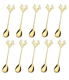 20 Pieces Gold Plated Stainless Steel Mini Coffee Espresso Spoon, Elk shaped spoon Dessert Teaspoons