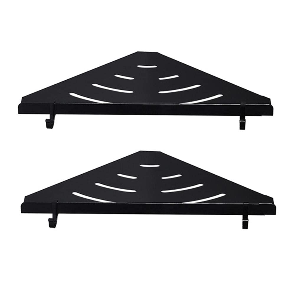 Shower Caddy Corner Shower Shelves Wall Mounted Shower Rack with Hook Black No Drilling Self Adhesive Space Aluminum
