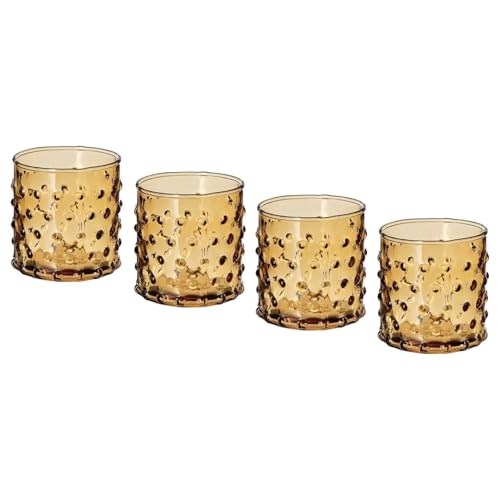 NIKTI Portavelas de cristal de 6 cm, color amarillo oscuro, juego de 4, portavelas decorativos modernos para el hogar, centro de mesa, boda, fiesta