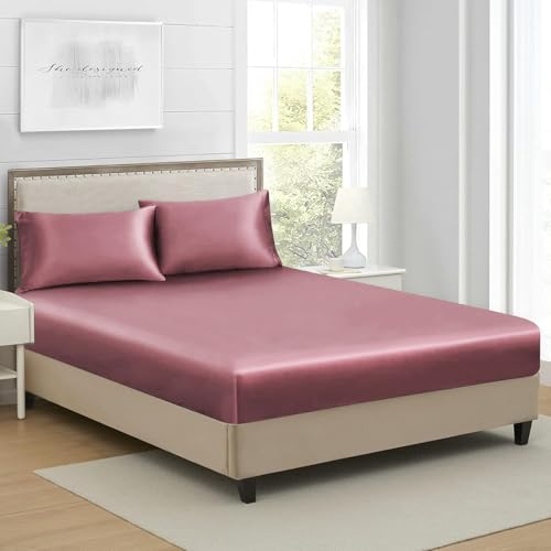 Drap Housse Satin 140x190cm Altrosa Bonnet 30 cm Microfibre Motif Drap de lit Soie Drap-Housse 140 x 190cm Uni Lisse Respirant pour Matelas Épais