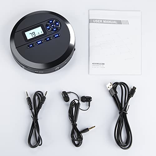 DESOBRY CD Player Portable with Speakers & FM Transmitter, Rechargeable Compact CD Player for Car Built-in 2000mAh Battery, LCD Screen, Earphones, AUX Cord by Desobry - Image 8