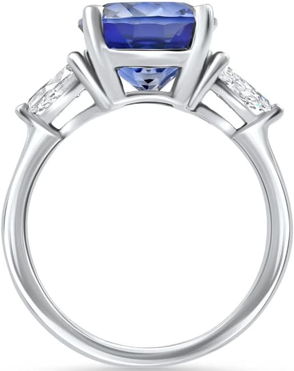 2 CT Oval Cut Tanzanite Wedding Engagement Ring for Women 14K White Gold Plated 925 Sterling Silver Gift for Her