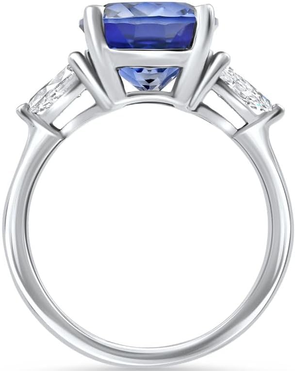 2 CT Oval Cut Tanzanite Wedding Engagement Ring for Women 14K White Gold Plated 925 Sterling Silver Gift for Her - Image 2