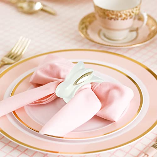 Jinmury EST-23216137 Set Of 4 Porcelain Rabbit Easter Napkin Rings- White Bunny Napkin Ring Gold Ears Bunny Ceramic Napkin Ring Holder thumb #6