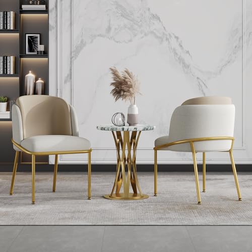 Goldicoo Juego de 2 sillas de comedor, piel sintética de PVC, metal y madera, respaldo ergonómico, patas ajustables, 55 x 55 x 85 cm