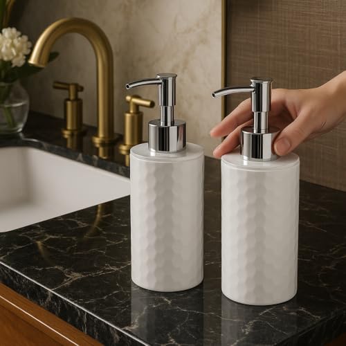 Image of Homestrap Set of Two Plastic Soap Dispensers | Multi-Purpose Liquid Dispensers| Dispenser for Bathroom, Kitchen & Sink | Shampoo, Sanitizer, Lotion Dispensers| Rust-Free & Easy Refill Pump Design