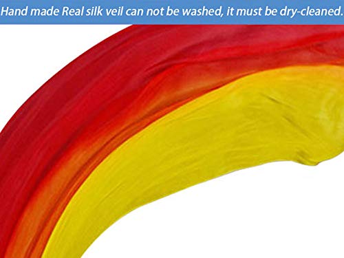 KIKIGOAL 2pcs 2.5x0.9M/98.43\"x35.43\" Multi-Color Dance Silk Veil Poi (2.5x0.9M/98.43\"x35.43\", red orange yellow) - Thumbnail 3