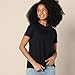 Amazon Essentials Women's Regular Fit 100% Cotton Crewneck Short Sleeve T-Shirt, Pack of 2, Black, Medium