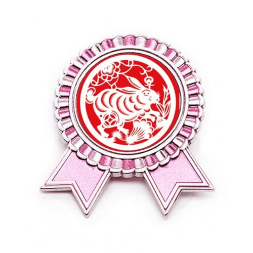 Broche lapin en papier rose métal M accessoire zodiaque pour veste