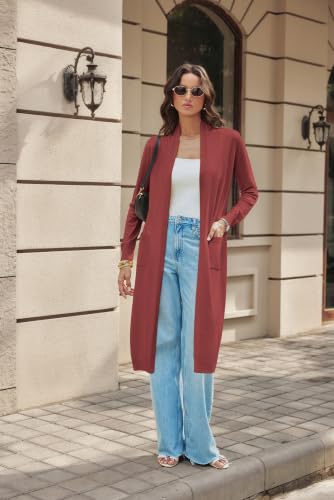 Image of GRACE KARIN Essential Solid Open Front Maxi Long Knitted Cardigan Sweater for Women